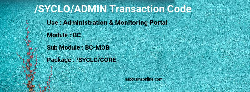 SAP /SYCLO/ADMIN transaction code