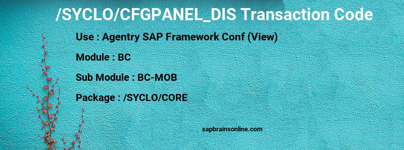 SAP /SYCLO/CFGPANEL_DIS transaction code