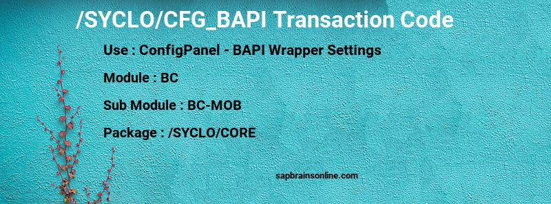 SAP /SYCLO/CFG_BAPI transaction code
