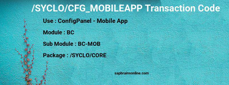 SAP /SYCLO/CFG_MOBILEAPP transaction code