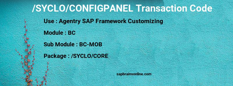 SAP /SYCLO/CONFIGPANEL transaction code
