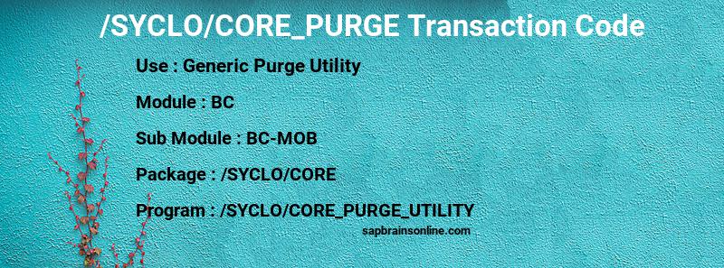 SAP /SYCLO/CORE_PURGE transaction code