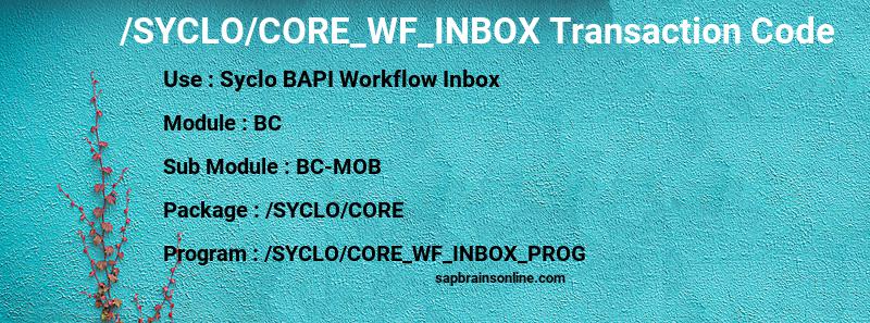 SAP /SYCLO/CORE_WF_INBOX transaction code