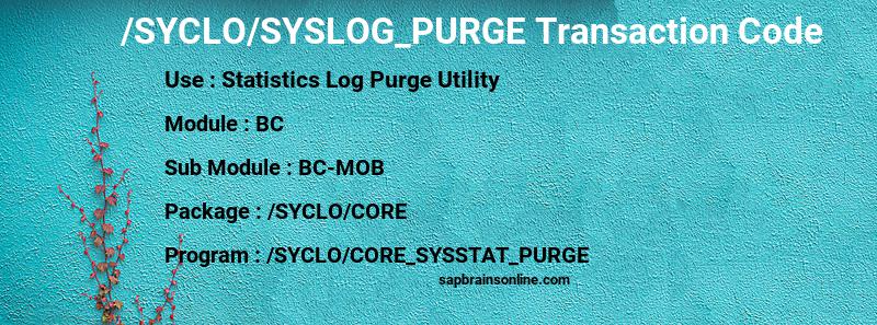 SAP /SYCLO/SYSLOG_PURGE transaction code