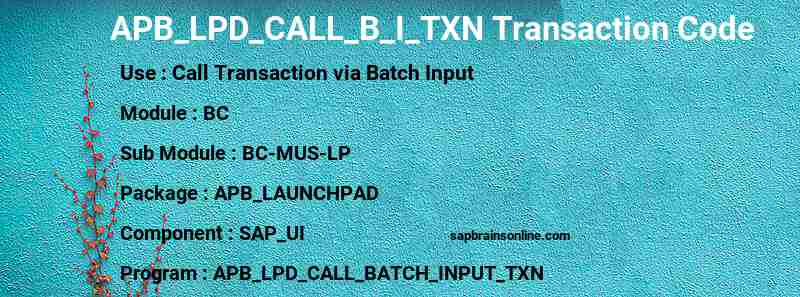 SAP APB_LPD_CALL_B_I_TXN transaction code