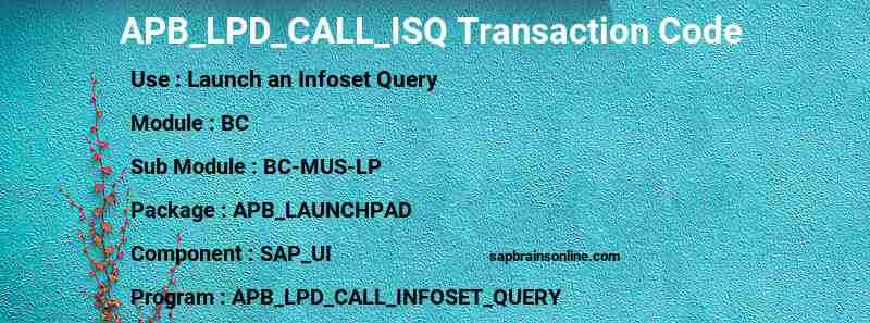 SAP APB_LPD_CALL_ISQ transaction code