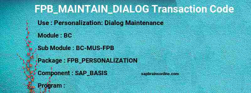 SAP FPB_MAINTAIN_DIALOG transaction code