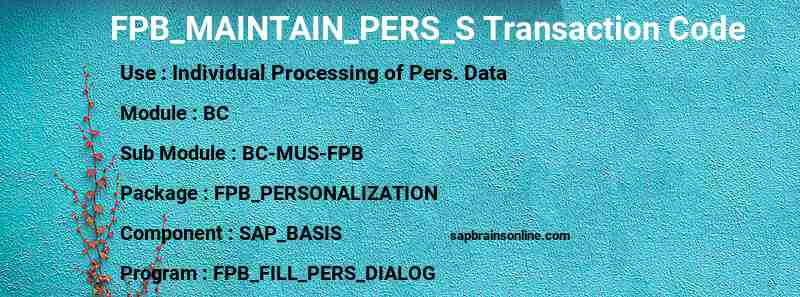 SAP FPB_MAINTAIN_PERS_S transaction code
