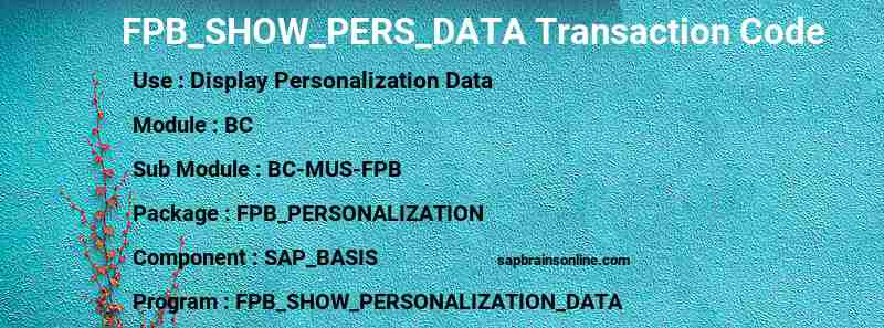SAP FPB_SHOW_PERS_DATA transaction code