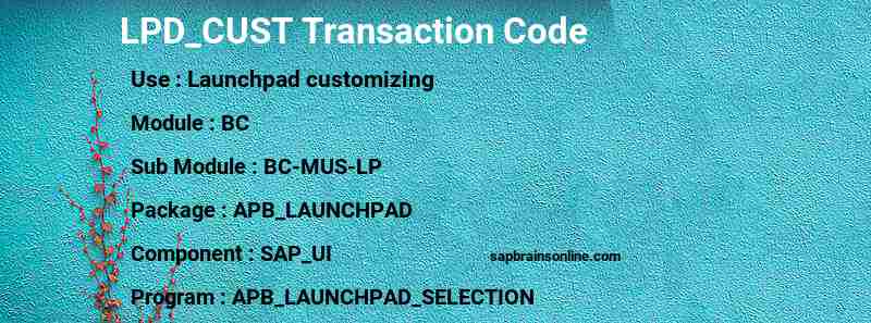 SAP LPD_CUST transaction code
