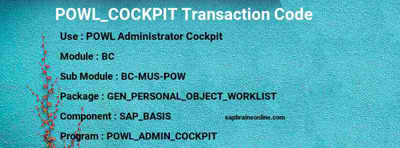 SAP POWL_COCKPIT transaction code