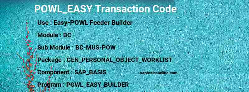 SAP POWL_EASY transaction code