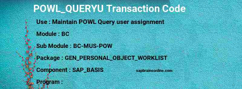 SAP POWL_QUERYU transaction code