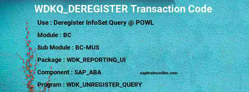 SAP WDKQ_DEREGISTER transaction code