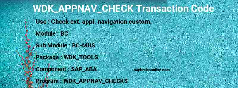 SAP WDK_APPNAV_CHECK transaction code