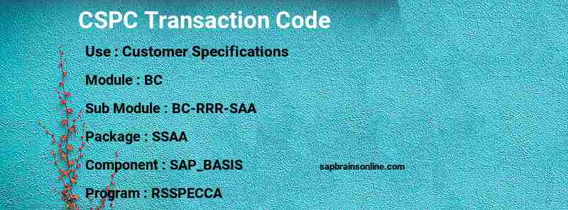 SAP CSPC transaction code