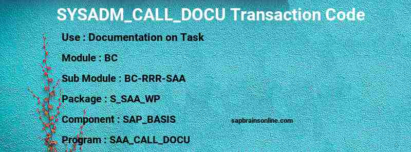 SAP SYSADM_CALL_DOCU transaction code