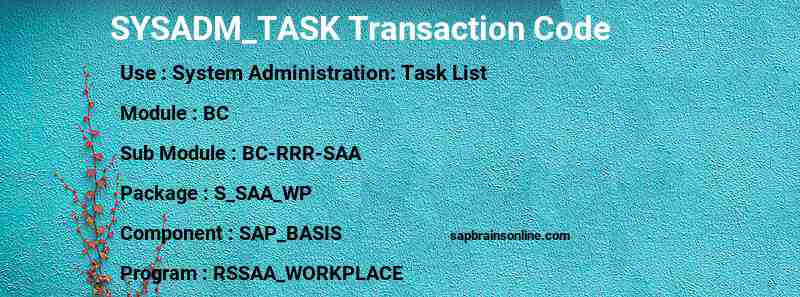 SAP SYSADM_TASK transaction code