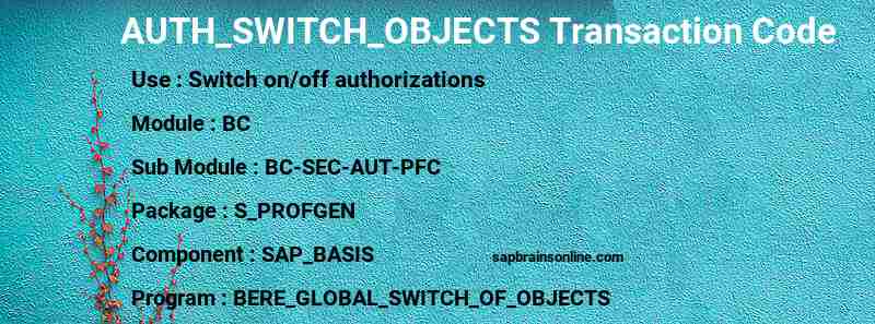 SAP AUTH_SWITCH_OBJECTS transaction code