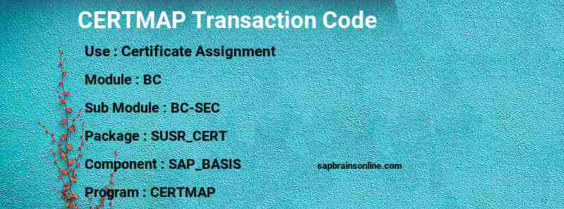 SAP CERTMAP transaction code