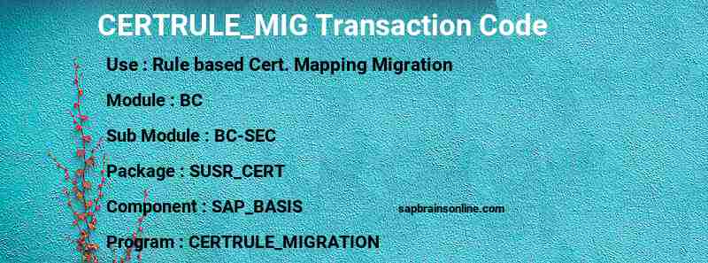 SAP CERTRULE_MIG transaction code