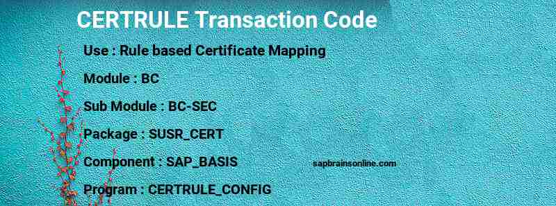 SAP CERTRULE transaction code