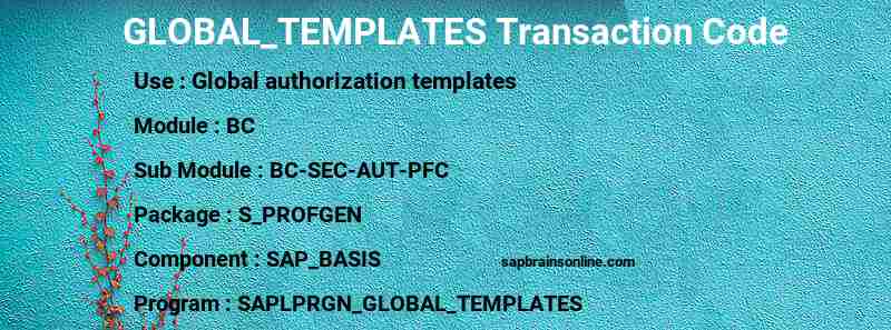 SAP GLOBAL_TEMPLATES transaction code