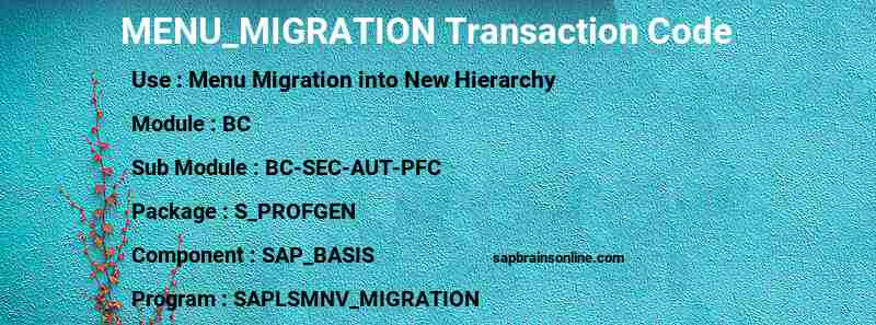 SAP MENU_MIGRATION transaction code
