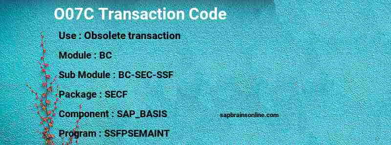 SAP O07C transaction code