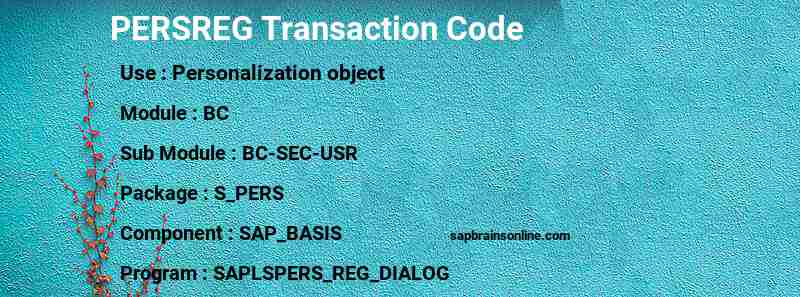 SAP PERSREG transaction code