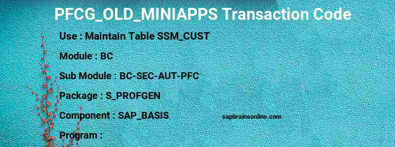 SAP PFCG_OLD_MINIAPPS transaction code