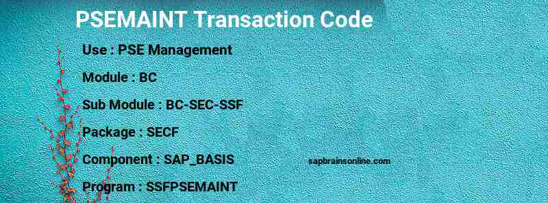 SAP PSEMAINT transaction code