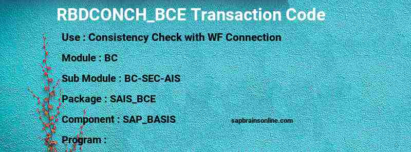 SAP RBDCONCH_BCE transaction code