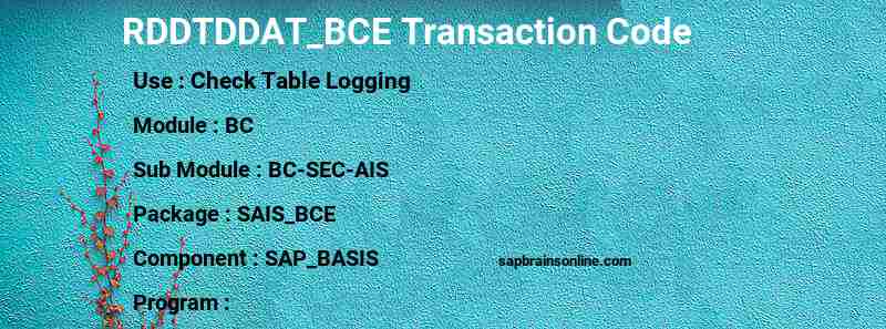 SAP RDDTDDAT_BCE transaction code