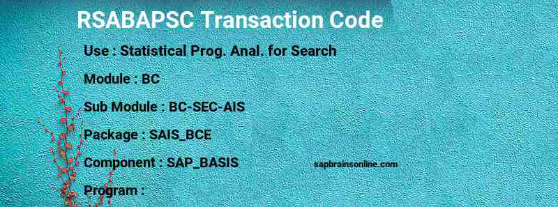 SAP RSABAPSC transaction code