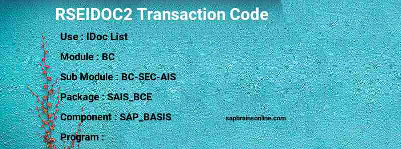 SAP RSEIDOC2 transaction code