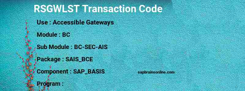 SAP RSGWLST transaction code