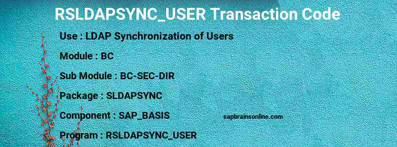 SAP RSLDAPSYNC_USER transaction code