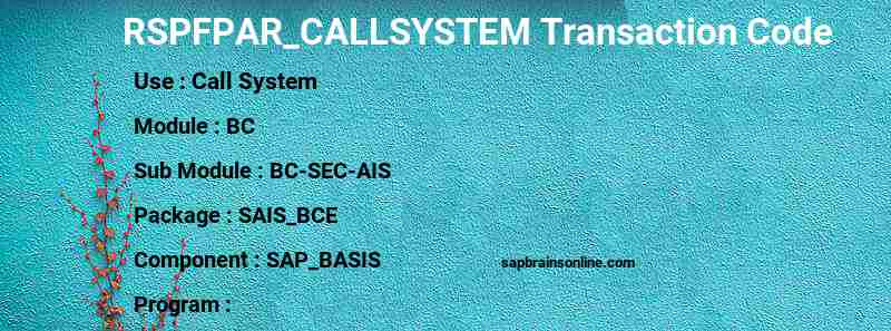 SAP RSPFPAR_CALLSYSTEM transaction code