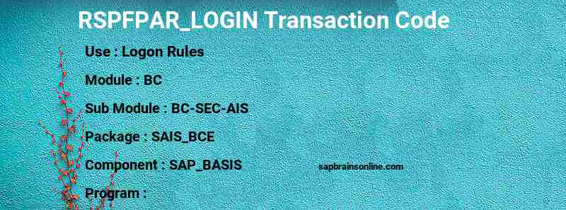 SAP RSPFPAR_LOGIN transaction code