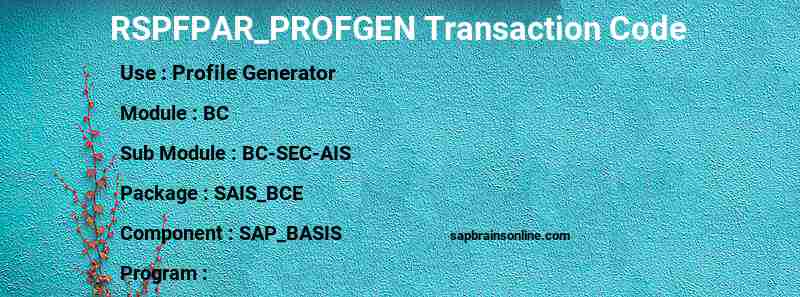 SAP RSPFPAR_PROFGEN transaction code