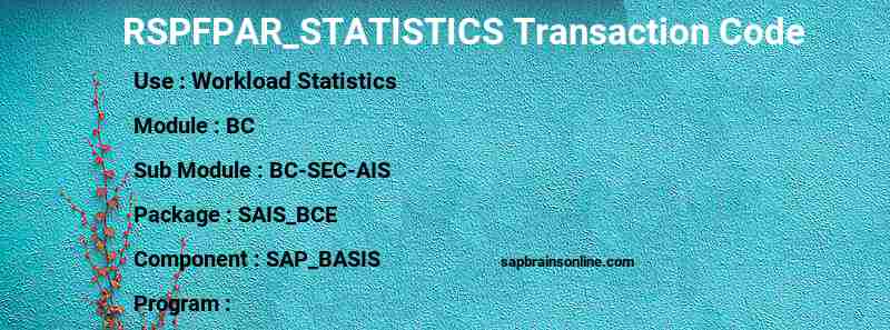SAP RSPFPAR_STATISTICS transaction code