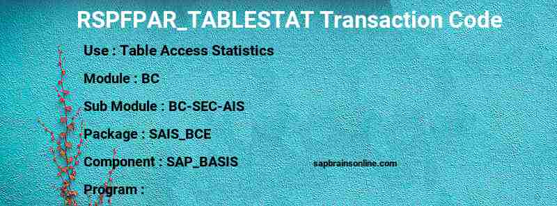 SAP RSPFPAR_TABLESTAT transaction code