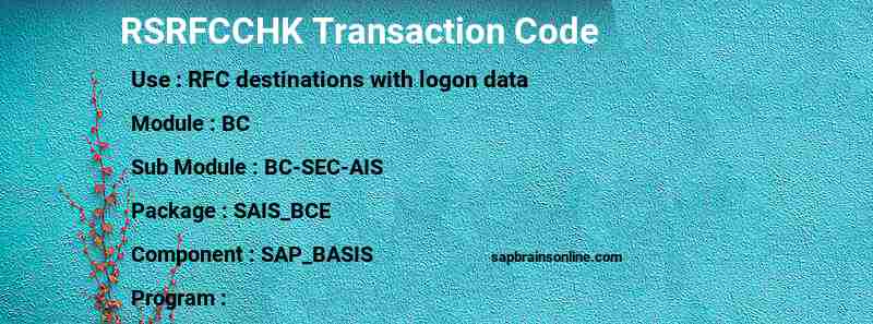 SAP RSRFCCHK transaction code