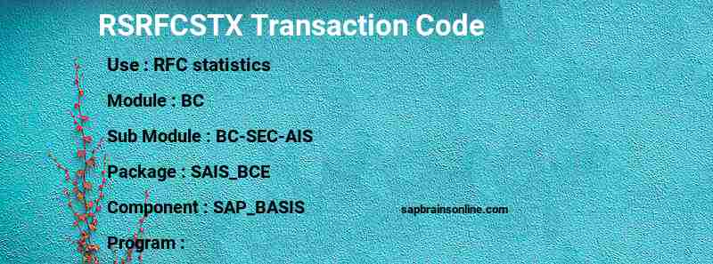 SAP RSRFCSTX transaction code