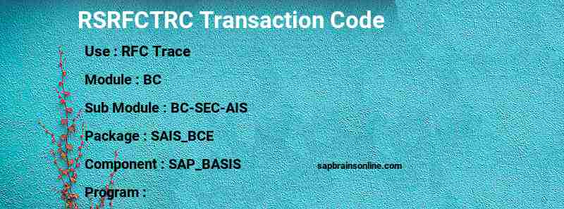 SAP RSRFCTRC transaction code