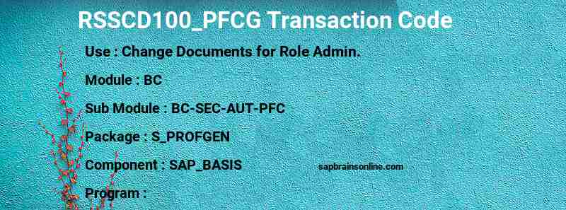 SAP RSSCD100_PFCG transaction code