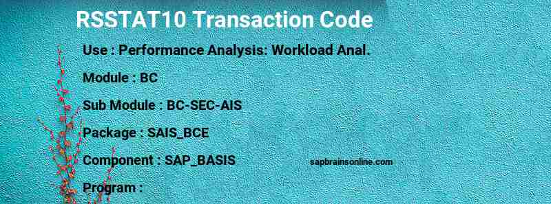 SAP RSSTAT10 transaction code