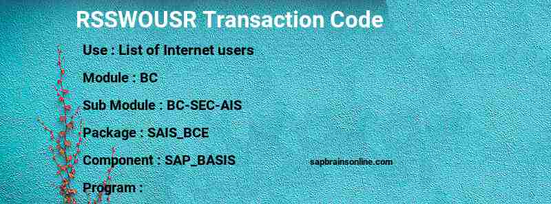 SAP RSSWOUSR transaction code