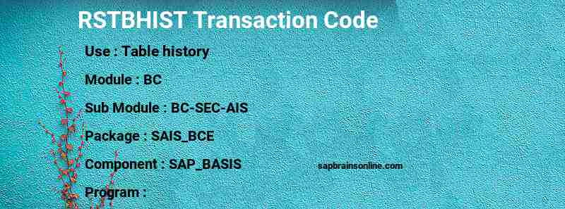 SAP RSTBHIST transaction code
